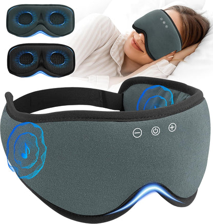 Bluetooth Sleep Mask with 2 Removable 3D Contoured Cup, Bamboo Cotton Bluetooth Sleep Headphones for Side Sleepers with Timming Setting, Blackout Eye Mask for Travel Meditation Men Women