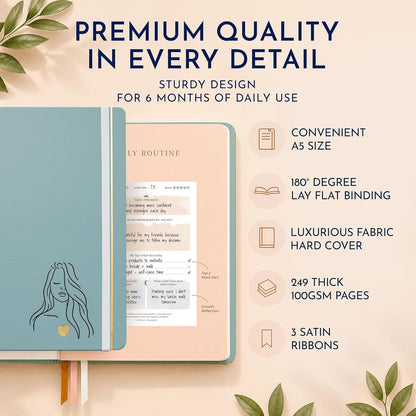 Premium Gratitude Journal for Men – 6 Month Guided Daily Prompts, Habit Tracker – Hardcover, 249 Pages, Lay Flat, 100gsm Paper – Mens Mindfulness Gifts, Mental Health, Self Mastery, Gift Boxed