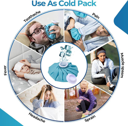 Ice Bags for Injuries Reusable: Ohuhu 3 Packs Ice Cold Packs with 2 Wrap Ice Bag Hot Water Hot & Cold Therapy Pain Relief for Knee Leg Injury No-Leak Waterproof Ice Bags 3 Sizes 6"/9"/11", Light Blue