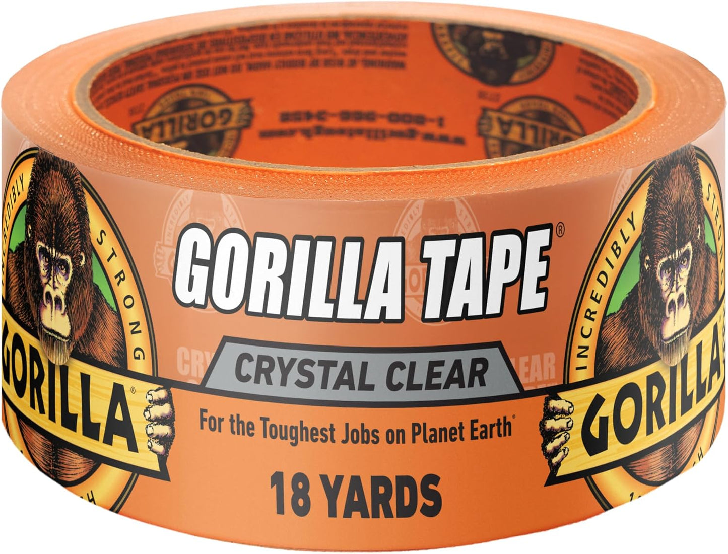 Gorilla Crystal Clear Tape, 1.88" x 18 yd, 1-Pack, Weather Resistant | Indoor & Outdoor Projects & Repairs, Waterproof, UV & Temperature Resistant, Grips Uneven Surfaces