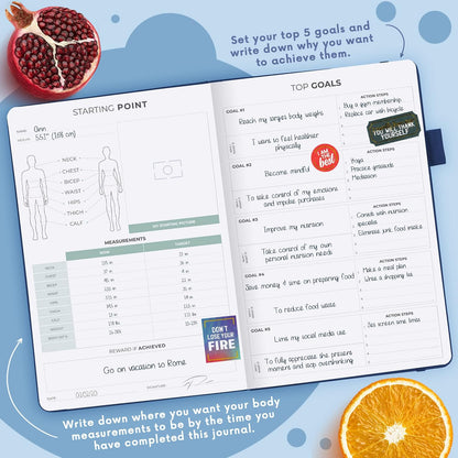 Clever Fox Wellness Planner & Food Journal for Weight Loss, A5 Orange | 5.8"x8.3" nutrition & exercise tracker for women tracking meals, diet & symptom diary, calorie counter notebook, stickers