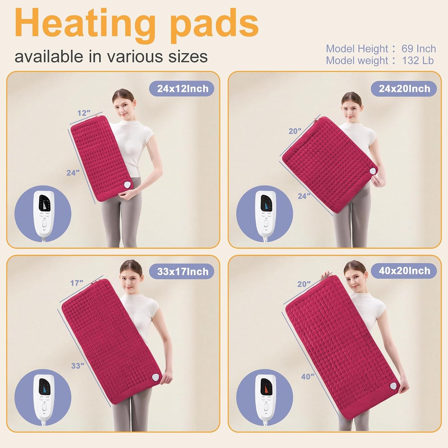 Heating Pad,Heated Blanket,Heating Pad for Back Neck,Grey,24x12 Inch | Electric Heating Pad,Dry/Moist Heat Heating Pads,Heating Pads for Shoulder,Abdomen,Heat Pad for Women Men,Birthday Gift