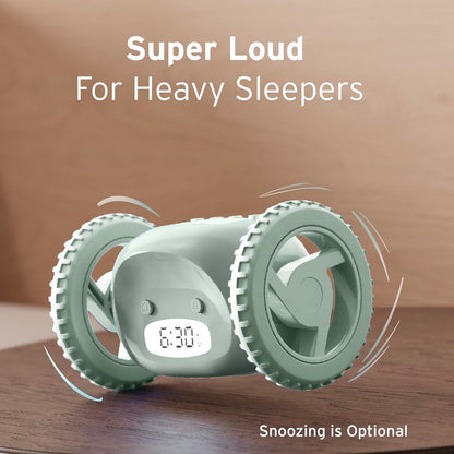 CLOCKY Alarm Clock on Wheels – Loud Rolling Alarm Clock for Heavy Sleepers | Runaway Clock that Jumps & Runs to Wake You Up | Funny Unique Gift for Adults, Teens & Kids Bedrooms (Black)