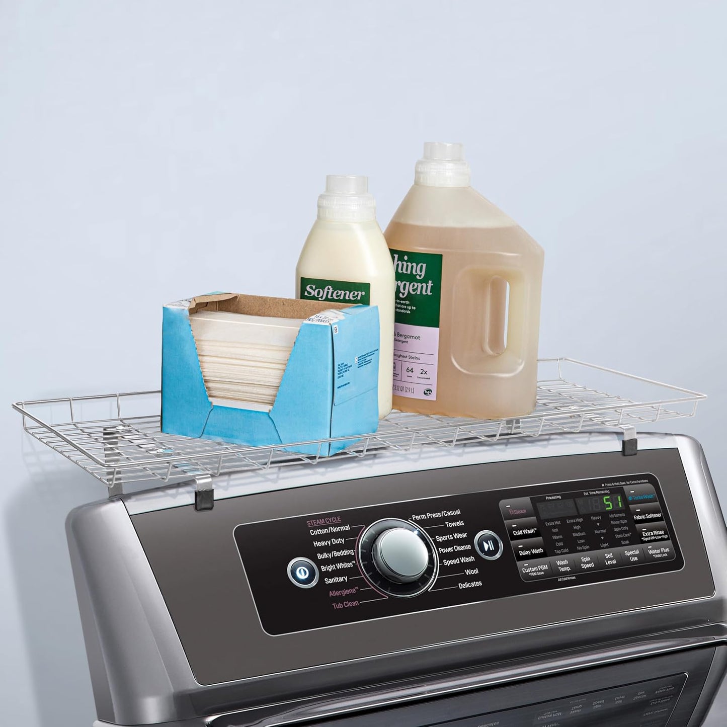 Household Essentials 05100 Rear Display Over-The-Washer Storage Shelf | Organize and Store Laundry Room Supplies | White