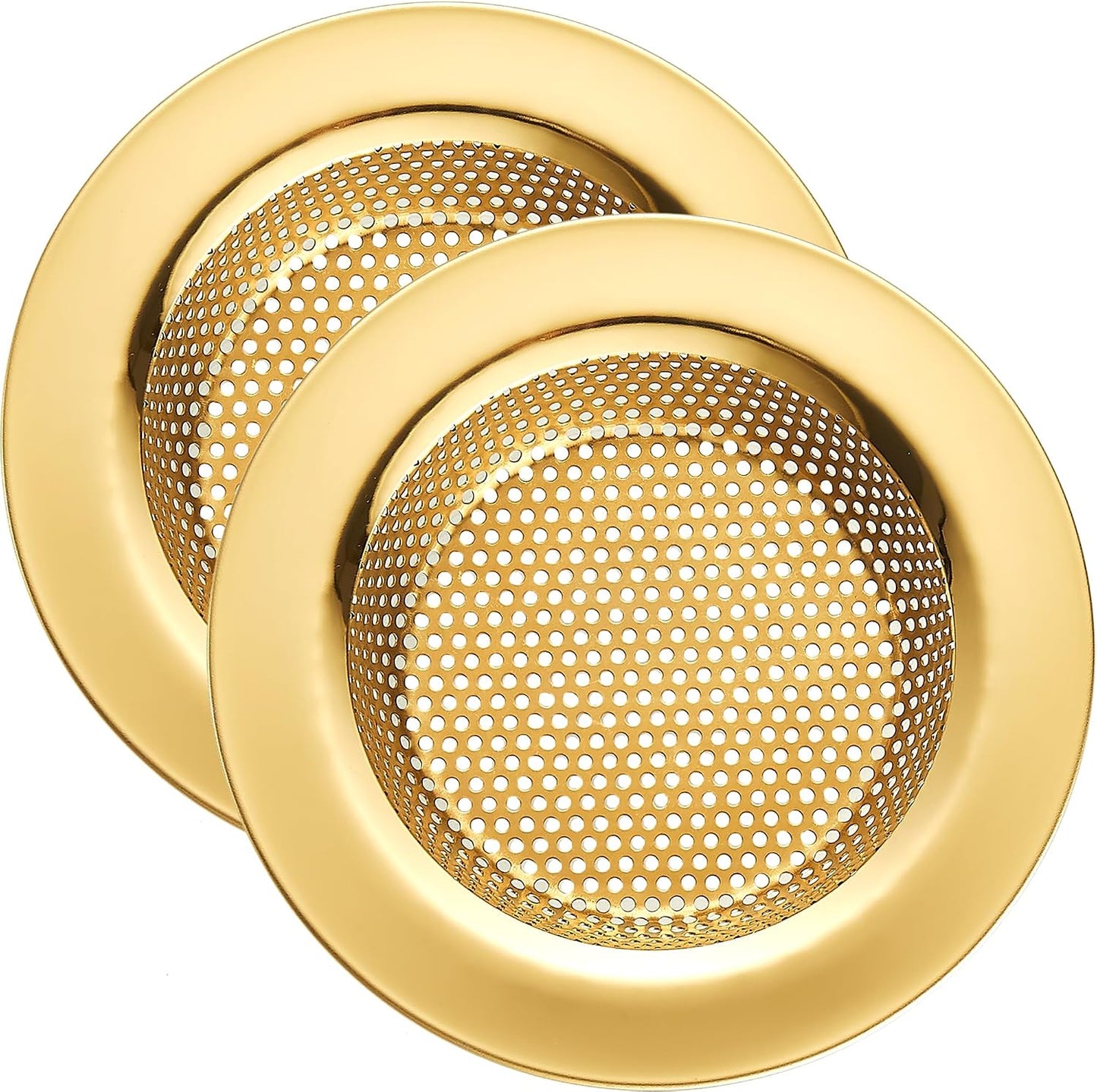 LASSHSWA Kitchen Sink Strainer Stainless Steel, Kitchen Sink Drain Strainer, Gold Sink Strainers for Kitchen Sinks with Large Wide Rim 4.5" Diameter (2 PCS)