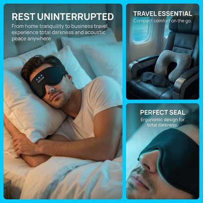 2026 New Sleep Headphones Pro | Built-in White Noise Sleep Mask,75g Ultra-Light Bluetooth Eye Mask for All Face Shapes, Zero-Pressure Fit, Breathable Bamboo, 100% Blackout for Deep Sleep & Travel