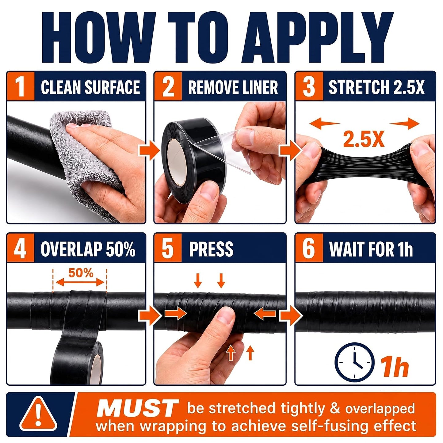 Self Fusing Silicone Tape 2 Rolls Flex Seal Tape 1 Inch x 10 Feet | Waterproof Hose Repair Tape, Silicone Rubber for Plumbing, Pipe Leak Seal, Rescue Tape, Outdoor Coax And Tool Fixation