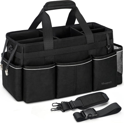 Wearable Cleaning Caddy Bag, Cleaning Caddy Supplies Organizer with Handles for Cleaners & Housekeeper, Under Sink & Car Cleaning Tool Organizers Bag with Adjustable Shoulder Strap&Waist Belt