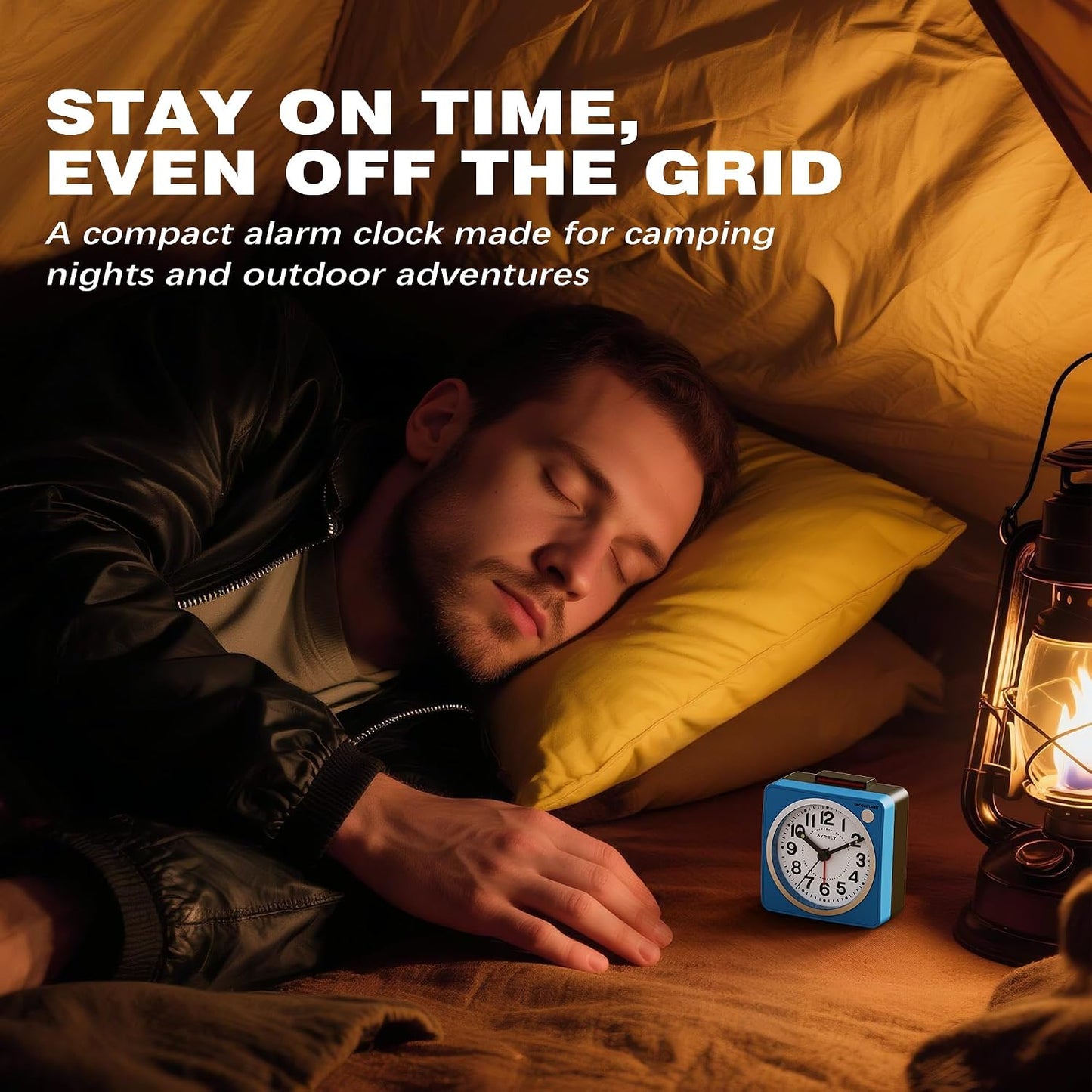 AYRELY® 2.6" × 1.4" Ultra Small Battery Operated Analog Travel Alarm Clock | Silent Non-Ticking Retro Bedside Table Clock with Snooze, Light and Easy Top Alarm Switch for Travel and Bedrooms (Silver)