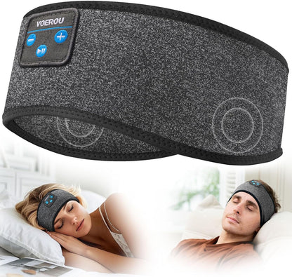 Voerou Sleep Headphones Bluetooth 5.4 Headband, Breathable Sports Headband Sleeping Headphones Eye Mask Music Earbuds, Perfect for Sleep Exercises Workout Yoga Travel, Cool Tech Gadgets Gifts for Men