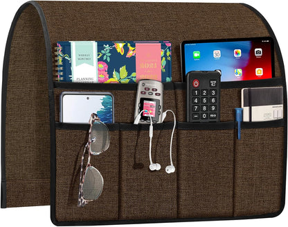 Joywell Remote Caddy Couch Remote Control Holder for Recliner Sofa Armrest Organizer Non Slip Arm Chair Caddie with 6 Pocket Storage for Magazine, Tablet, Phone, iPad, Black