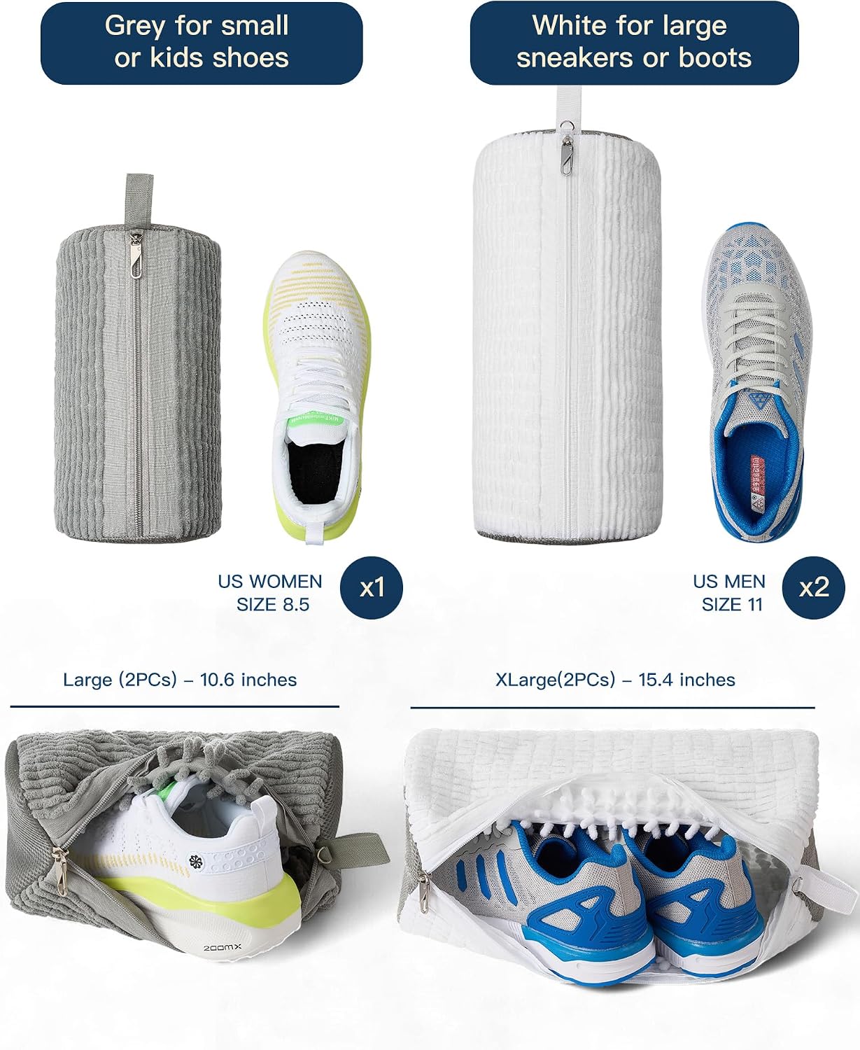 4 PCs Shoe Washing Machine Bag, Upgraded Lock-Zipper Design, 360° Deep Clean for Sneakers, Tennis Shoes and Slippers, Quiet Shoe Laundry Bag for Washer and Dryer (4 PACK)