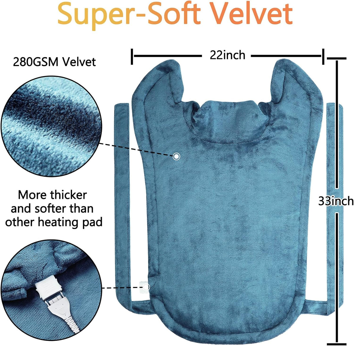 CAROMIO Massaging Heating Pad for Back Pain Relief, Neck and Shoulders