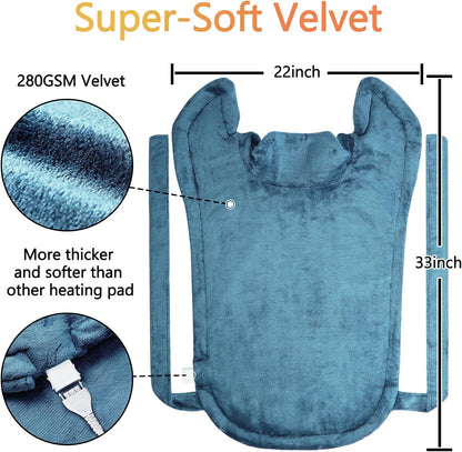 CAROMIO Massaging Heating Pad for Back Pain Relief, Neck and Shoulders