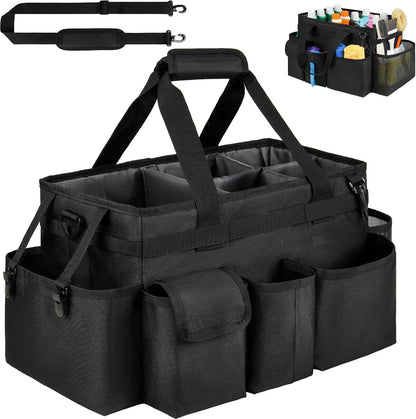 Cleaning Caddy Bag,Large Cleaning Supplies Organizer with Handle for Housekeepers,Purple