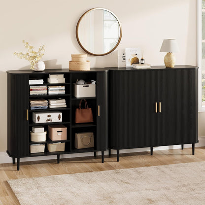 DHH Shoe Storage Cabinet with Sliding Door, 6-Tier Shoe Cabinet with Adjustable Shelves, Modern Freestanding Shoe Storage Organizer for Entryway, Hallway, Living Room (Walnut, 47 ")