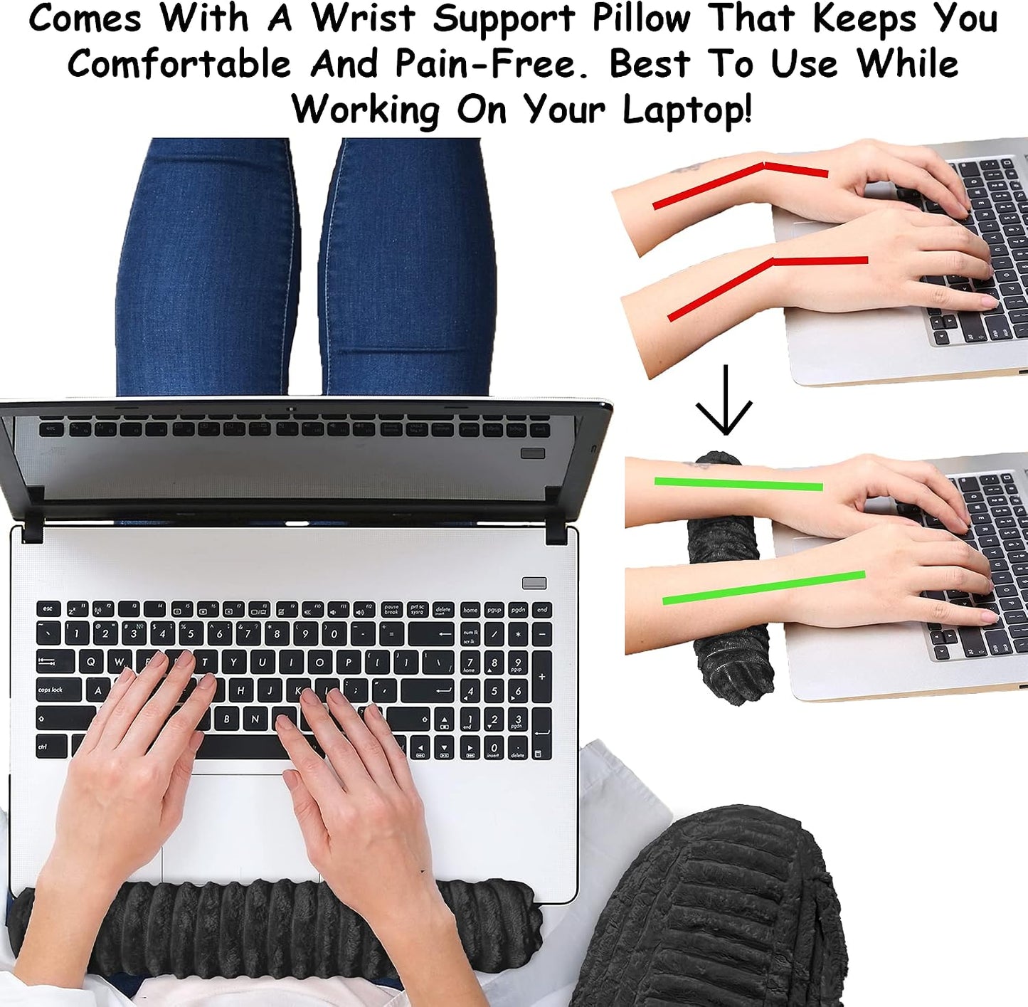 Homie Reading Pillow with Reading Light and Wrist Support, Has Arm Rests, and Back Support for Bed Rest, Lounging, Reading, Working on Laptop, Watching TV (Gray)