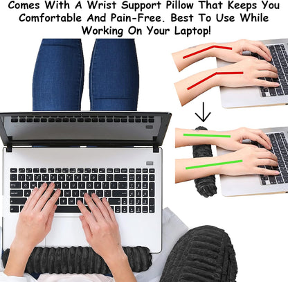 Homie Reading Pillow with Reading Light and Wrist Support, Has Arm Rests, and Back Support for Bed Rest, Lounging, Reading, Working on Laptop, Watching TV (Gray)