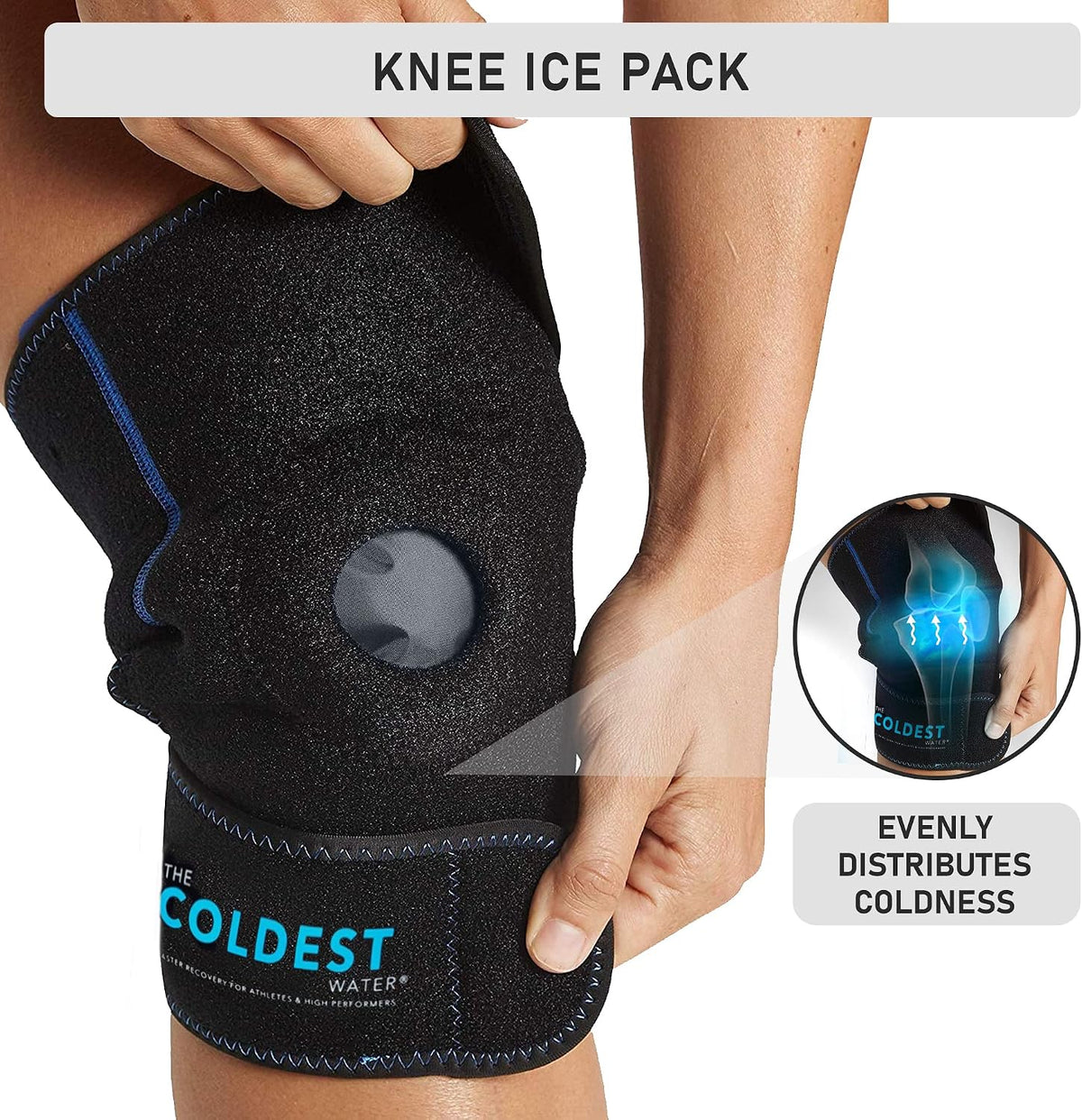 The Coldest Knee Ice Pack Wrap, Hot and Cold Therapy - Reusable Compression Best for Meniscus Tear, Injury Recovery, Bursitis Pain Recovery, Sprains, Swelling and Rheumatoid Arthritis
