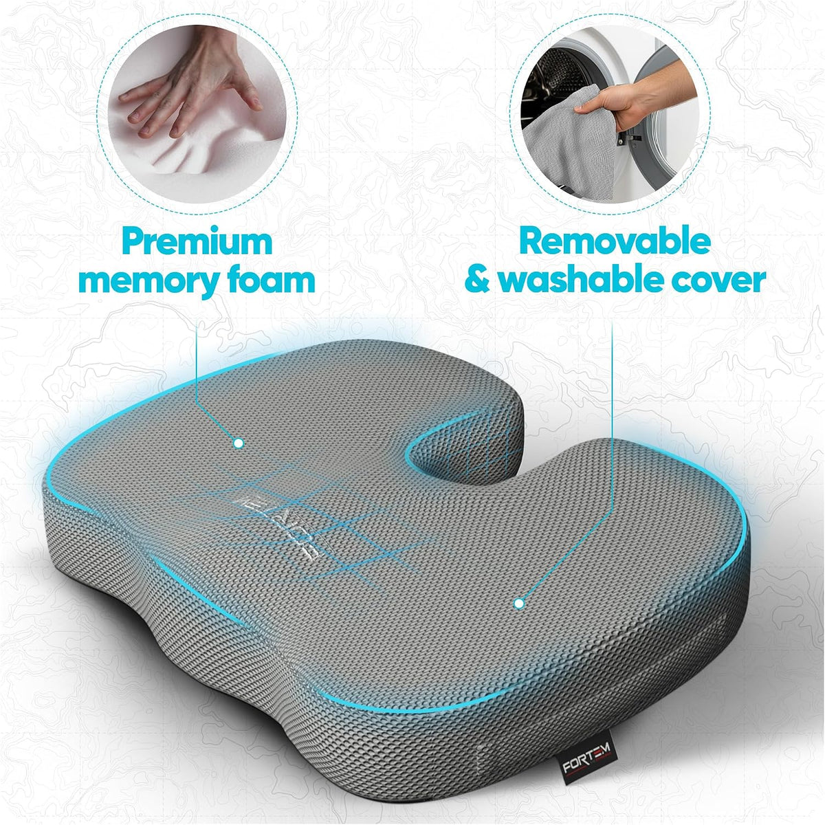 FORTEM Seat Cushion, Office Chair Cushion for Tailbone Sciatica Pain Relief