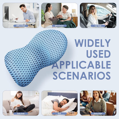 kasney Lumbar Support Pillow for Office Chair, Back Support Pillow, Gray | Memory Foam Lumbar Pillow for Low Back Pain Relief, Ergonomic Streamline Car Seat, Office Chair, Recliner and Bed