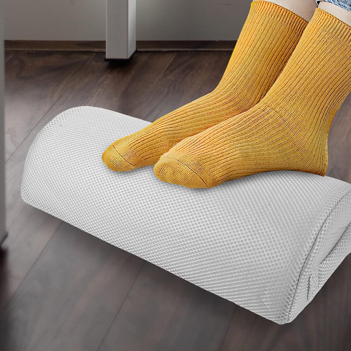 Knee Leg Pillow for Sleeping, Half Moon Bolster Pillow Memory Foam Pillows Lumbar Support Footrest Cushion for Back Hip Ankle Semi Roll Grey