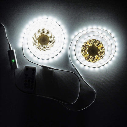 WOBANE 16.4ft Motion Sensor LED Strip with Remote,Warm White Tape Lighting | Dimmable LED Strip Lights for Kitchen, Under Cabinet, Bedroom, Shelf, Bed, PIR Function,Night Light,Adapter,3000K Warm White