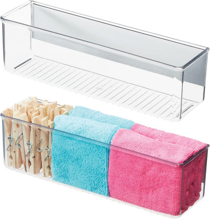 iDesign Magnetic Small Clear Plastic Organizer Bins | Laundry Room Storage