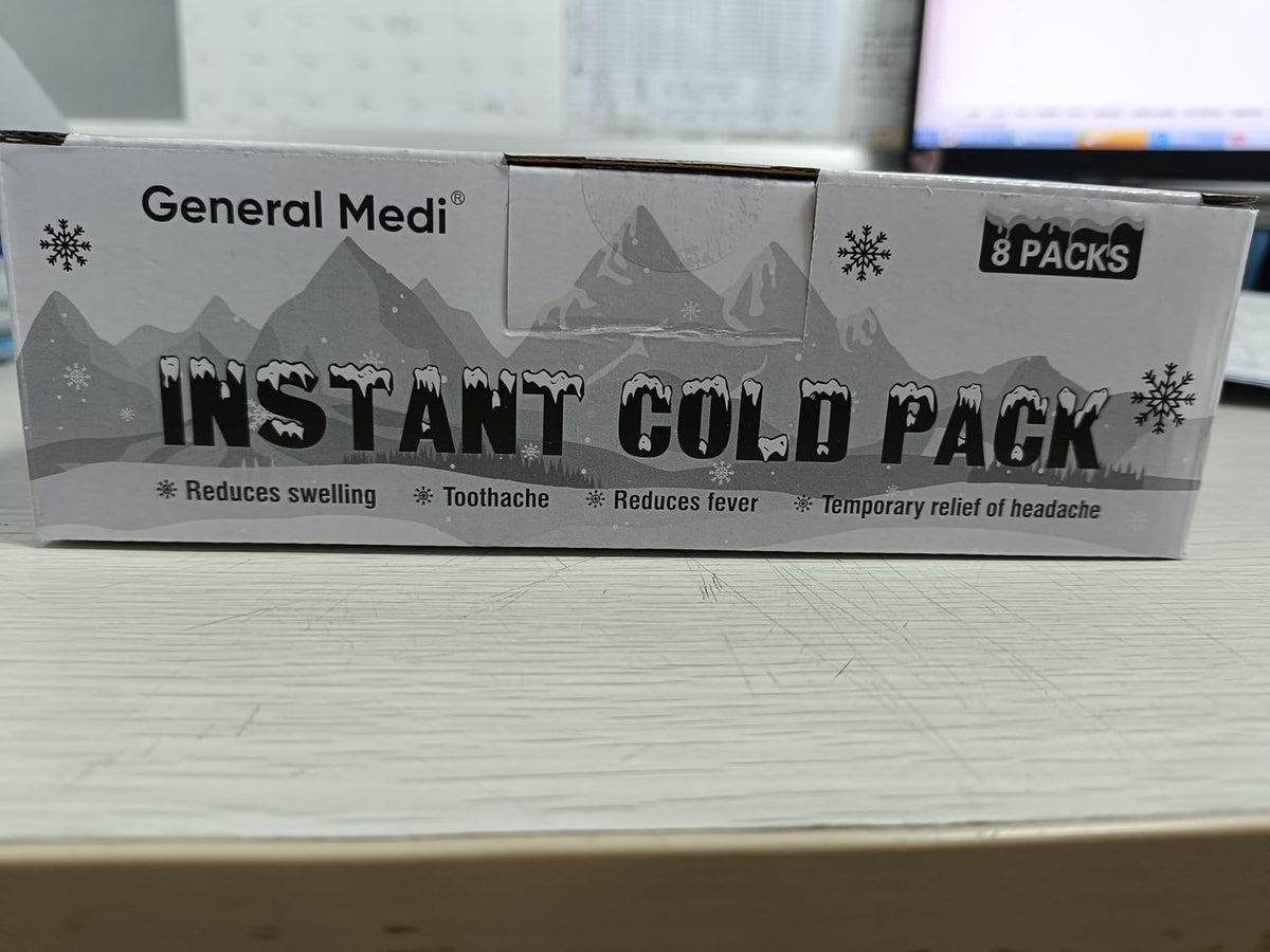 General Medi Instant Ice Cold Pack (4”x 5.5”) – 25 Packs Disposable Cold Therapy Ice Packs for Pain Relief, Swelling, Inflammation, Sprains, Toothache – for Athletes & Outdoor Activities