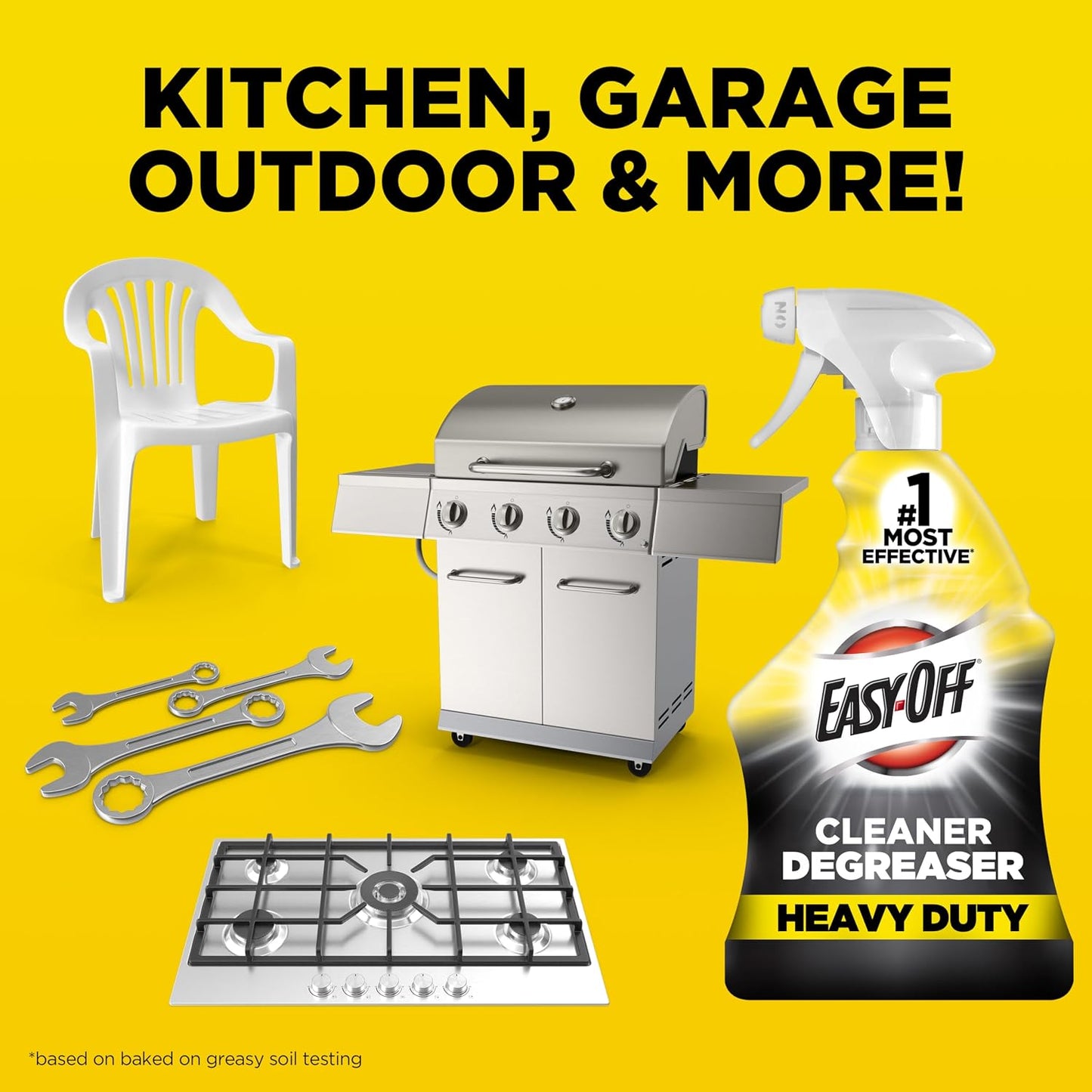 Easy-Off Heavy Duty Degreaser, Removes Grease & Grime, for Kitchen, Garage, Outdoor & More 32oz