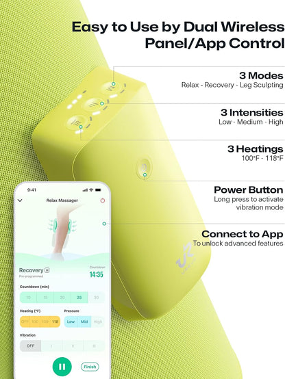 UREVO Smart Calf Massager with AI Massage Adaptation, Air Compression – Cordless Leg Massager for Circulation, Relaxation & Leg Sculpting – 3 Modes & 3 Intensities, Adjustable Heat, Long Battery