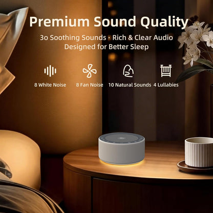 Kipcush White Noise Machine for Baby & Adults, 30 Soothing Sounds, Sleep Sound Machine with 8 Color Night Light, Memory Function, White Noise for Sleeping, Nursery, Office, Travel & Relaxation