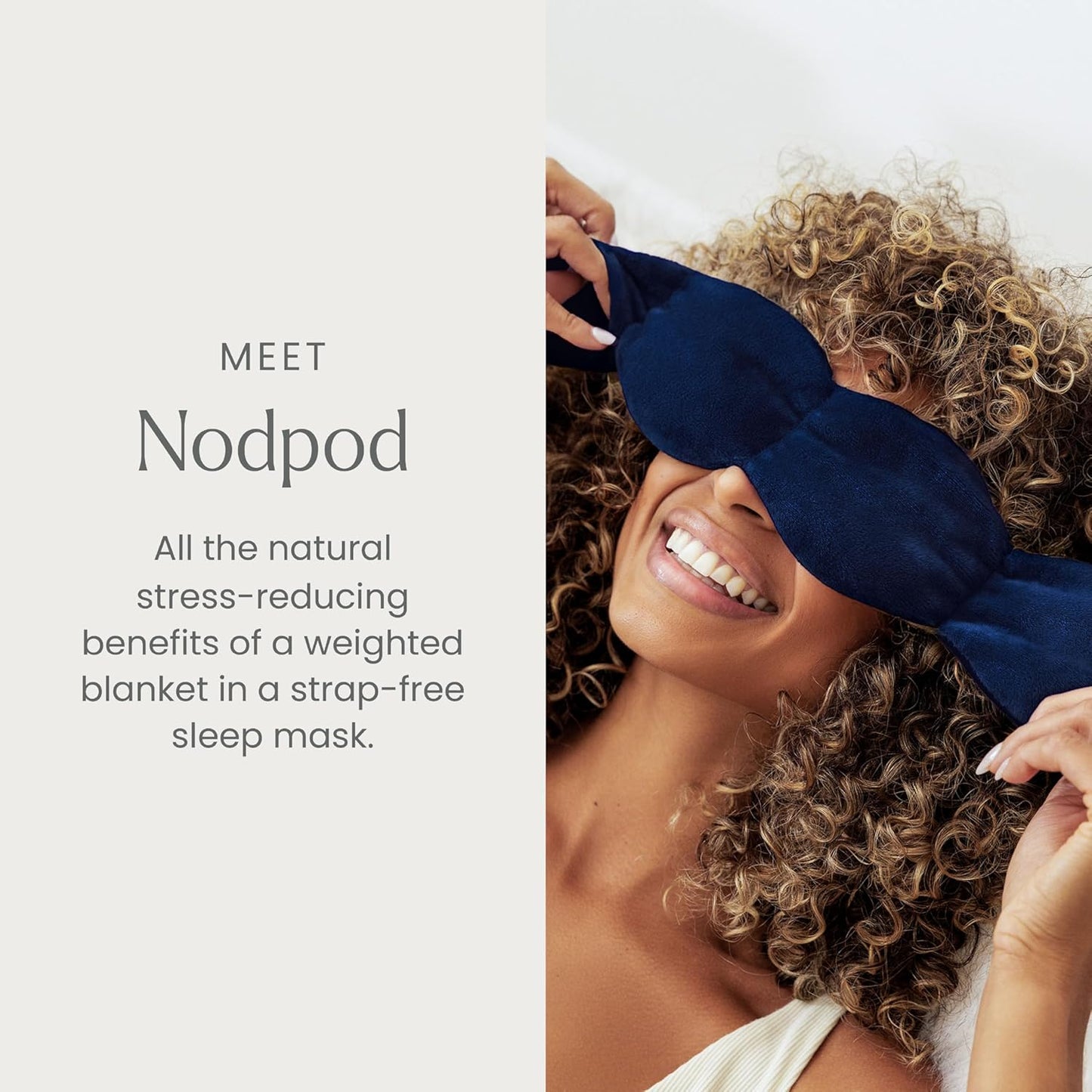 Nodpod Mineralized Silk Gentle Pressure Sleep Mask - Strap-Free, Light-Blocking Design for Sleep, Travel & Relaxation - Weighted Eye Pillow, Machine Washable (Willow)