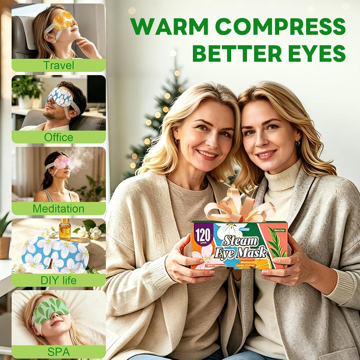 60 Pack Steam Eye Masks Disposable, Heated Eye Mask Warm Compress for Eyes