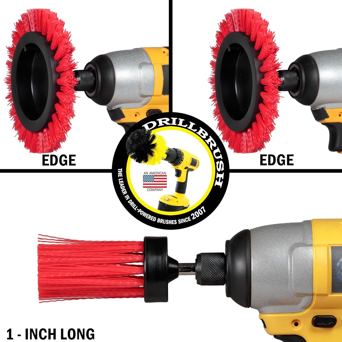 Tile and Grout Cleaning Drill Brush Set - Bathroom Scrub Brush for Drill | 3 pack Drill Brush Power Scrubber Cleaning Brush Yellow Medium Stiffness - Shower Floor Scrub Brush for Drill - Crevice Brush