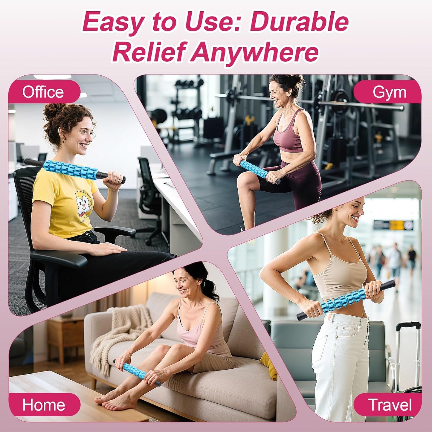 Massage Roller, Muscle Roller Stick, Therapy Roller Stick for Legs, Calf, Thigh, Lipo Roller for Relief Muscles, Deep Tissue Massage Rolling Pin for Trigger Points, Help Sore Muscle Recovery