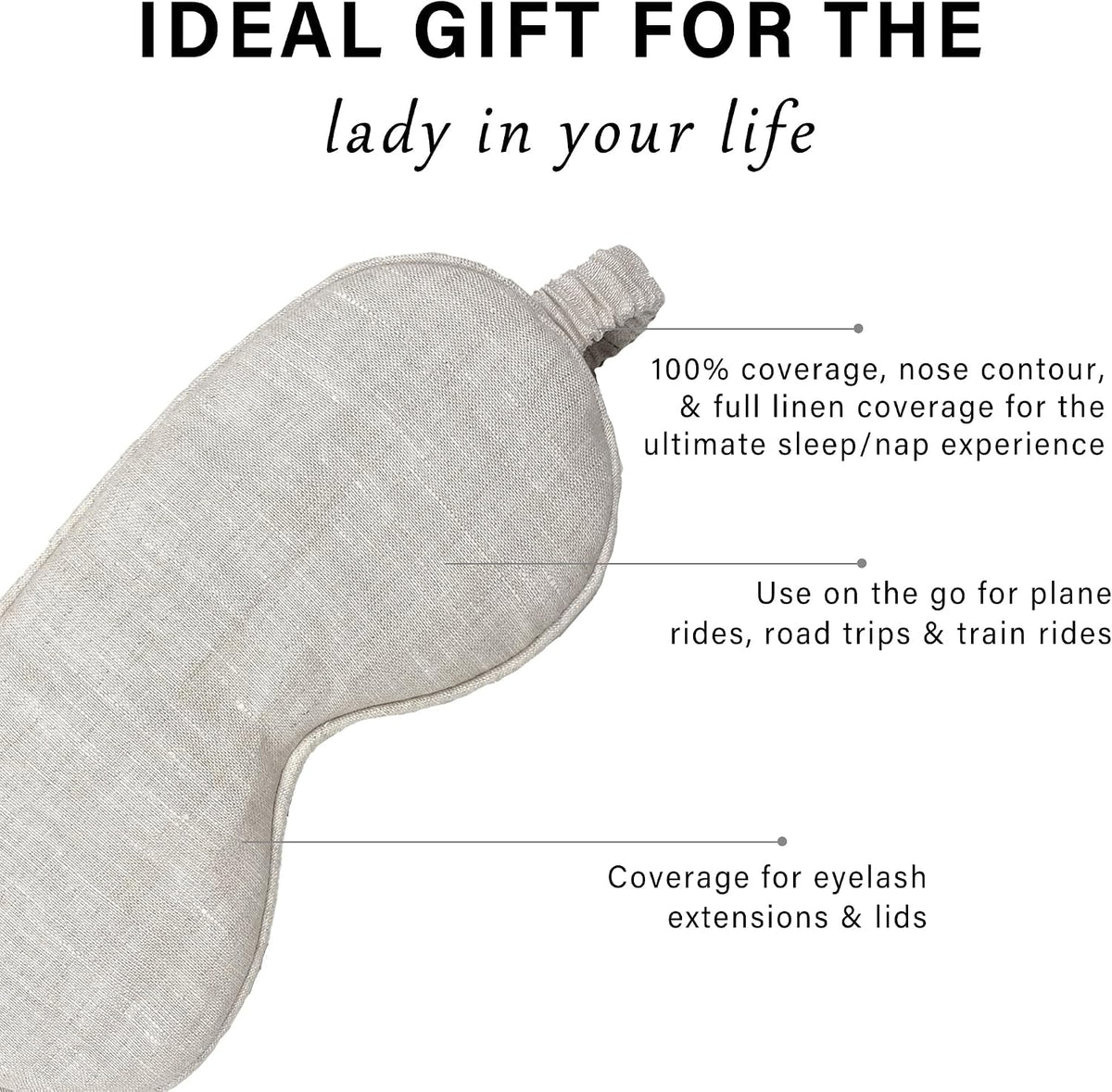 Eye mask Pure Linen Sleep Mask with Elastic Band, No Pressure On Eyes,Side Sleeper Eye Cover Organic Cotton Core Blindfold,Napping & Yoga Travel Essentials (Natural)