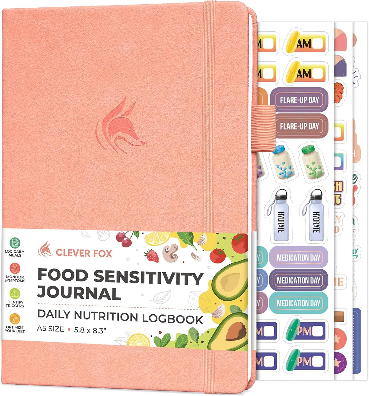 Clever Fox Food Sensitivity Journal & Symptom Diary, 8.5x11 Purple