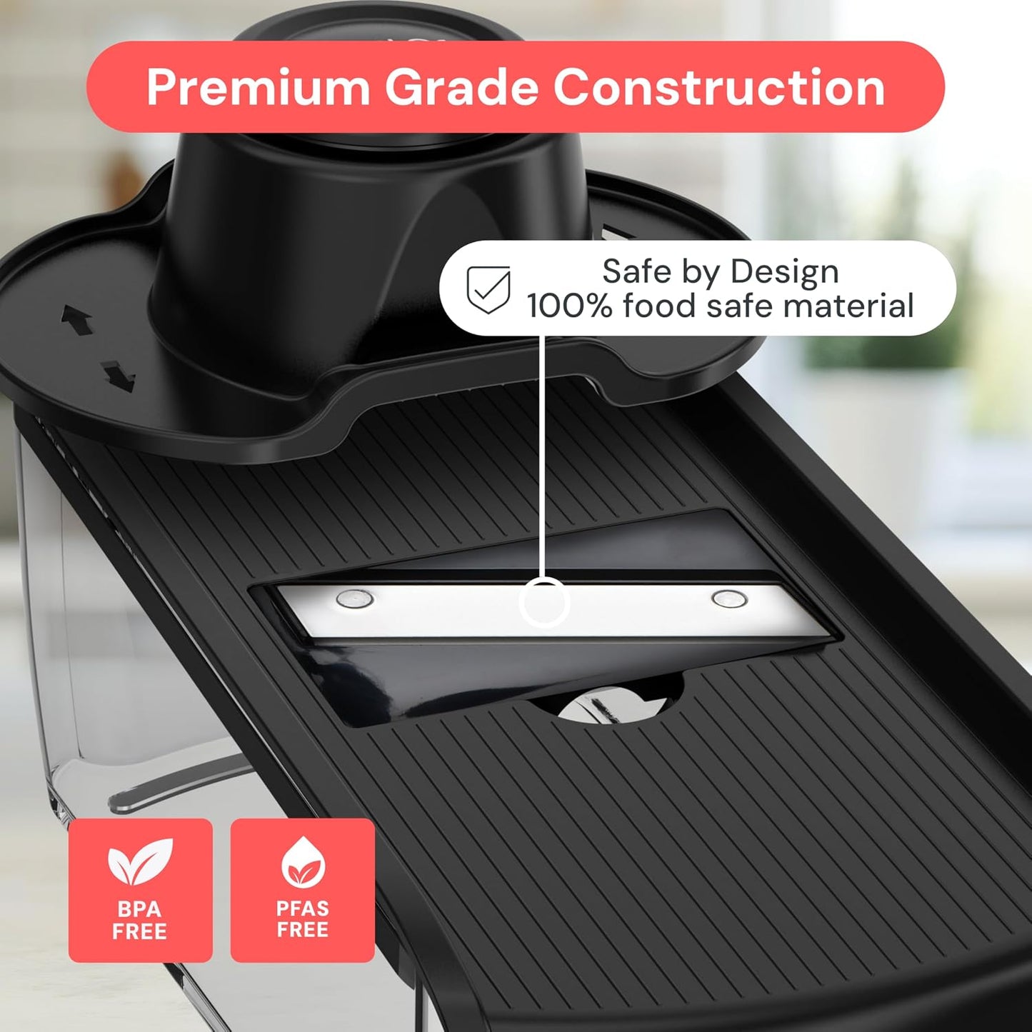 Fullstar Pro Mandoline Vegetable Slicer, Grater & Spiralizer with Container | 6 in 1 Fruit Cutter, Cheese Grater & Spiralizer with Safety Gloves, Stainless Steel Blades & Container (Black)