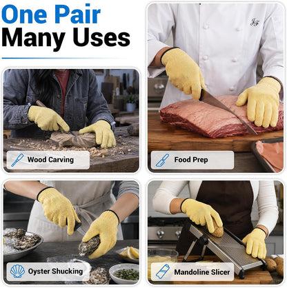 Safe & Savvy Cut Resistant Gloves Food Grade, ANSI A5 Kitchen Safety Gloves for Meat Cutting, Mandoline Slicer, Oyster Shucking, Wood Carving, Fish Fillet & Butcher, Grey (Medium)