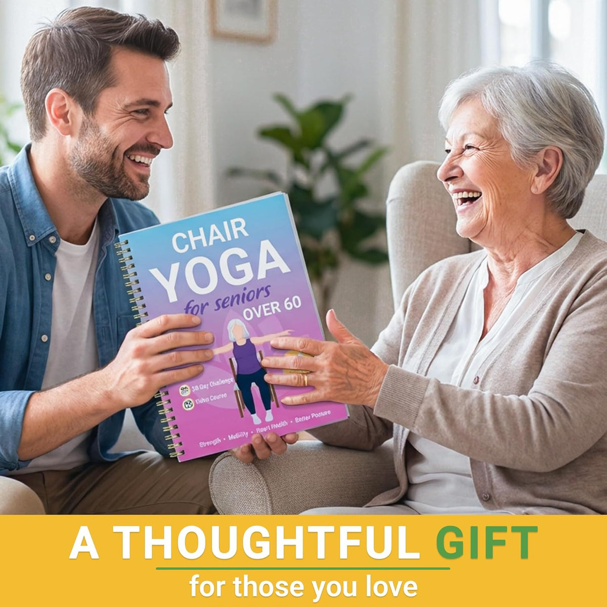 POCAZONE Chair Yoga Book for Seniors Over 60, 30-Day Exercise & Video Guide