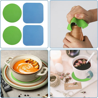 LUTER 4pcs Jar Opener Gripper Pad for Seniors with Weak Hands, Rubber | Multi-function Silicone Bottle Opener Lid Cap Rubber Gripper Pads Kitchen Coasters Gadgets, Light Blue, Green