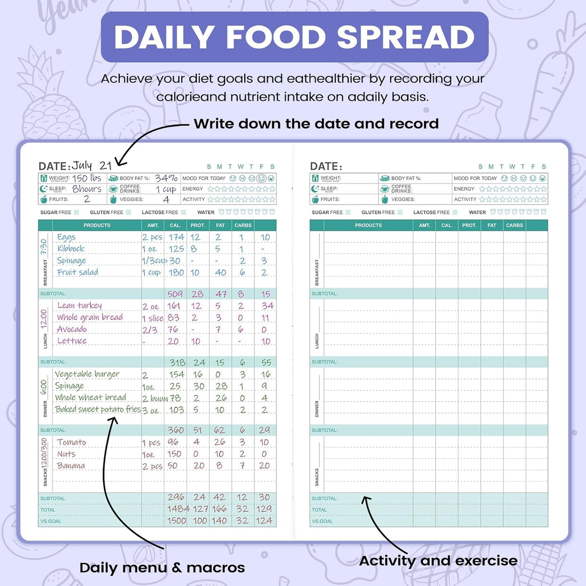 Food Journal - Journal for Women Weight Loss, 5.8" x 8.3