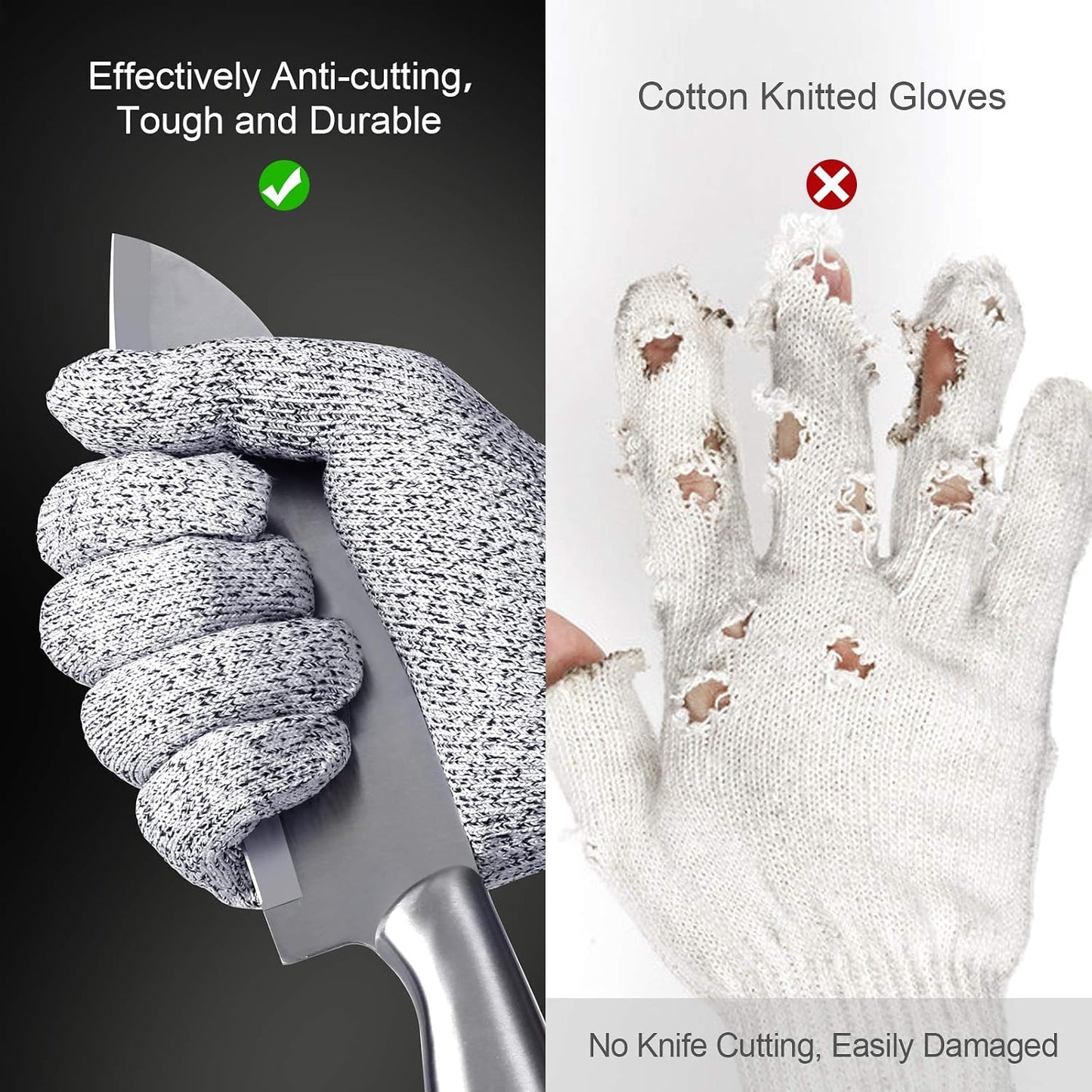 Cutting Gloves, 2 Pairs Cut Resistant Gloves, Cut Proof Gloves Kitchen | Cutting Gloves for Chef, Cut Gloves, Tesuchan