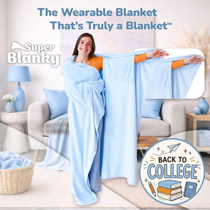 Super Blanky Wearable Blankets for Women & Men, Dorm Room Essentials, Gift for Her, Gifts for Women, Wife Birthday Gift Ideas