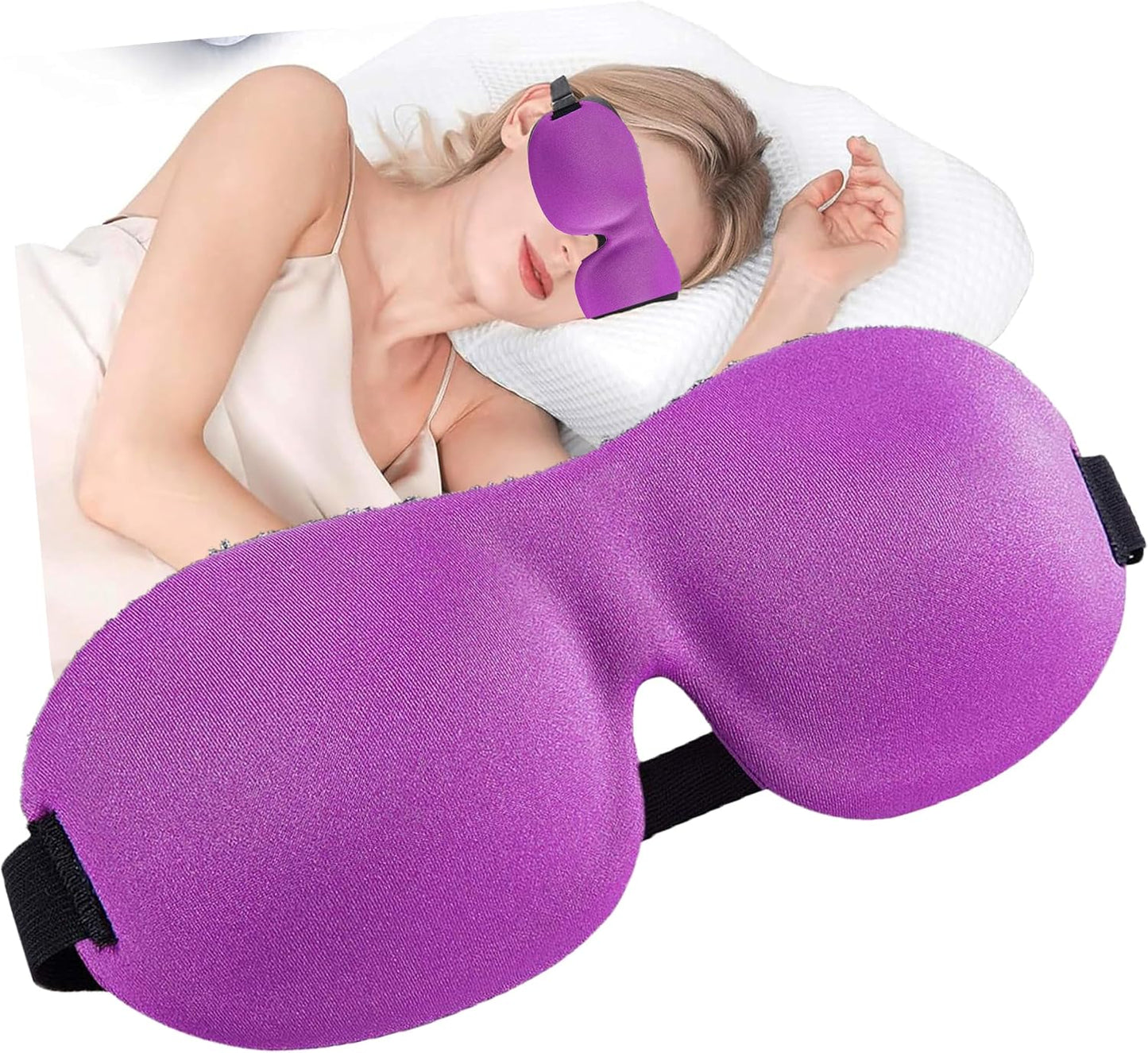 Soft 3D Blackout Sleep Eye Mask 1 Pack for Side Sleepers, Men，Women ，Adjustable Velcro, Night Blindfold,Travel Relaxation (Black)
