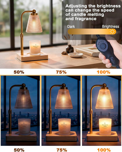 Candle Warmer Lamp with Timer, Dimmable, Adjustable Height, Oval | 2 bulbs included, no flame needed, 1-year warranty, farmhouse or modern decor, for bedroom, kitchen, living room, gifting