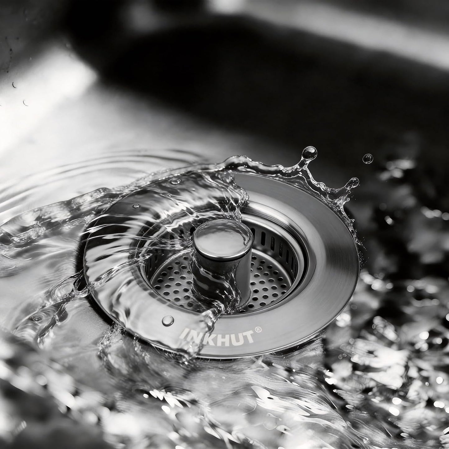 Upgraded 3 in 1 Kitchen Sink Drain Strainer | Stainless Steel Sink Stopper, Anti-Clogging Food Catcher Basket, Bounce Core Drain Strainer Plug for 3 1/2 inch Drain