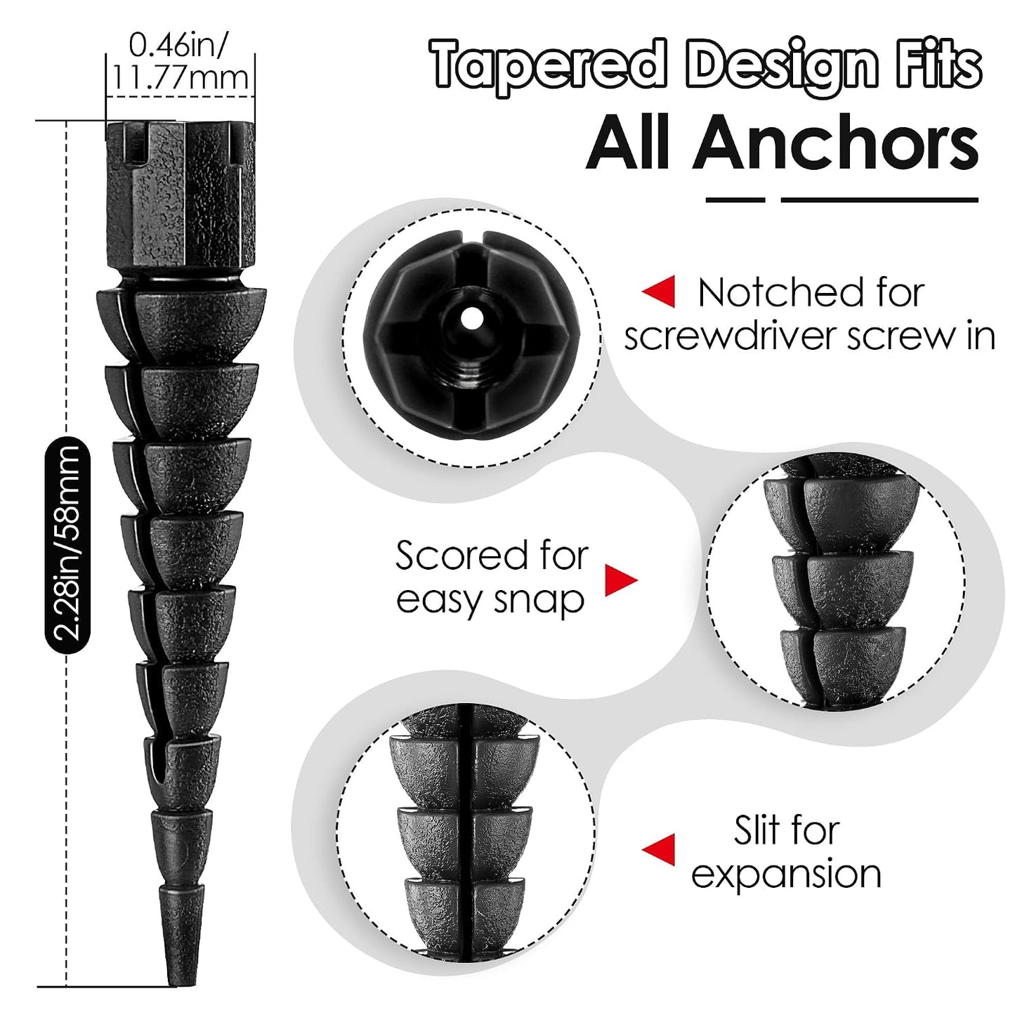 10 Pcs Wood Anchor, Fix Stripped Wood Screw Holes, Red | Fits Screws Sizes #2 to #16, Repairs Stripped Screw Holes, For Door Hinges, Cabinets and Furniture, Easy to Install