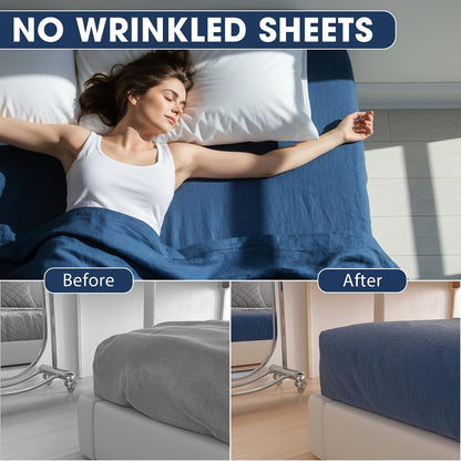 SYIPO 2 PCS Bed Sheet Straps, Adjustable Extended Bed Sheet Fasteners Fitted Sheet Clips, Nonslip Extra Strong Elastic Fasteners with Iron Clips Sheet Holder Straps | Easy Install on Bed Sheets, White